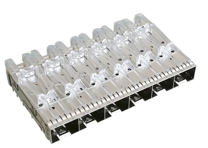 Porto multiplo del connettore 1x6 della gabbia di SFP dell'incavo di SFP di misura di stampa con la primavera del dito di EMI