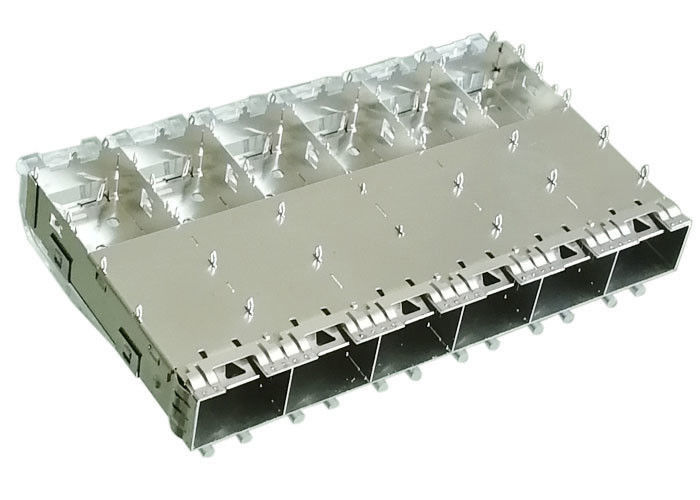 Porto multiplo del connettore 1x6 della gabbia di SFP dell'incavo di SFP di misura di stampa con la primavera del dito di EMI